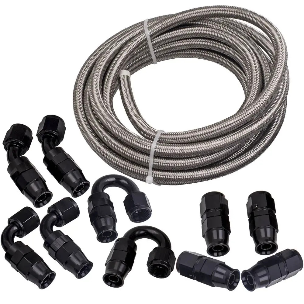 6AN 10FT Fuel Line Kits Fittings E85 PTFE Hose Transmission Oil Cooler Line Hose