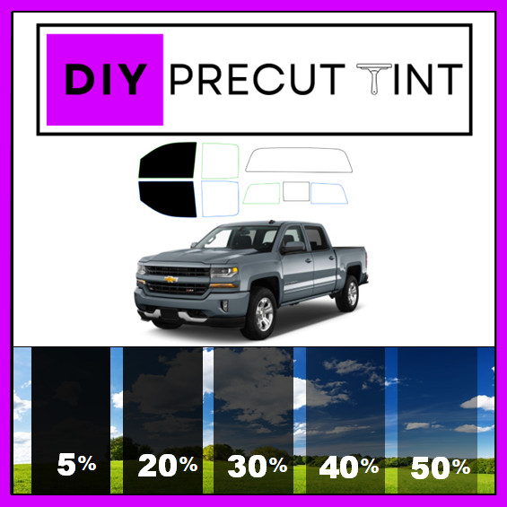 DIY PreCut Nano Carbon Window Tint Fits 14-19 Chevy Silverado FRONT TWO DOORS