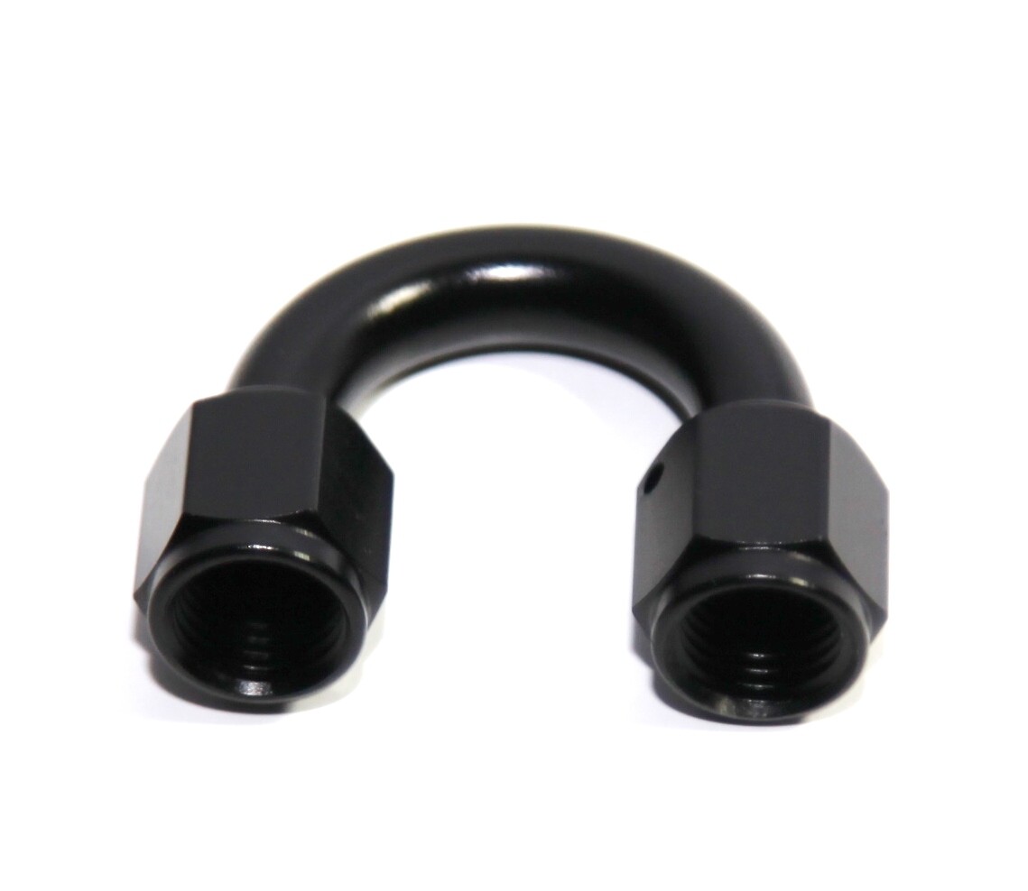 BLACK AN4 Female to 4AN AN-4 Female 180 Degree U Shape Swivel Fitting Adapter