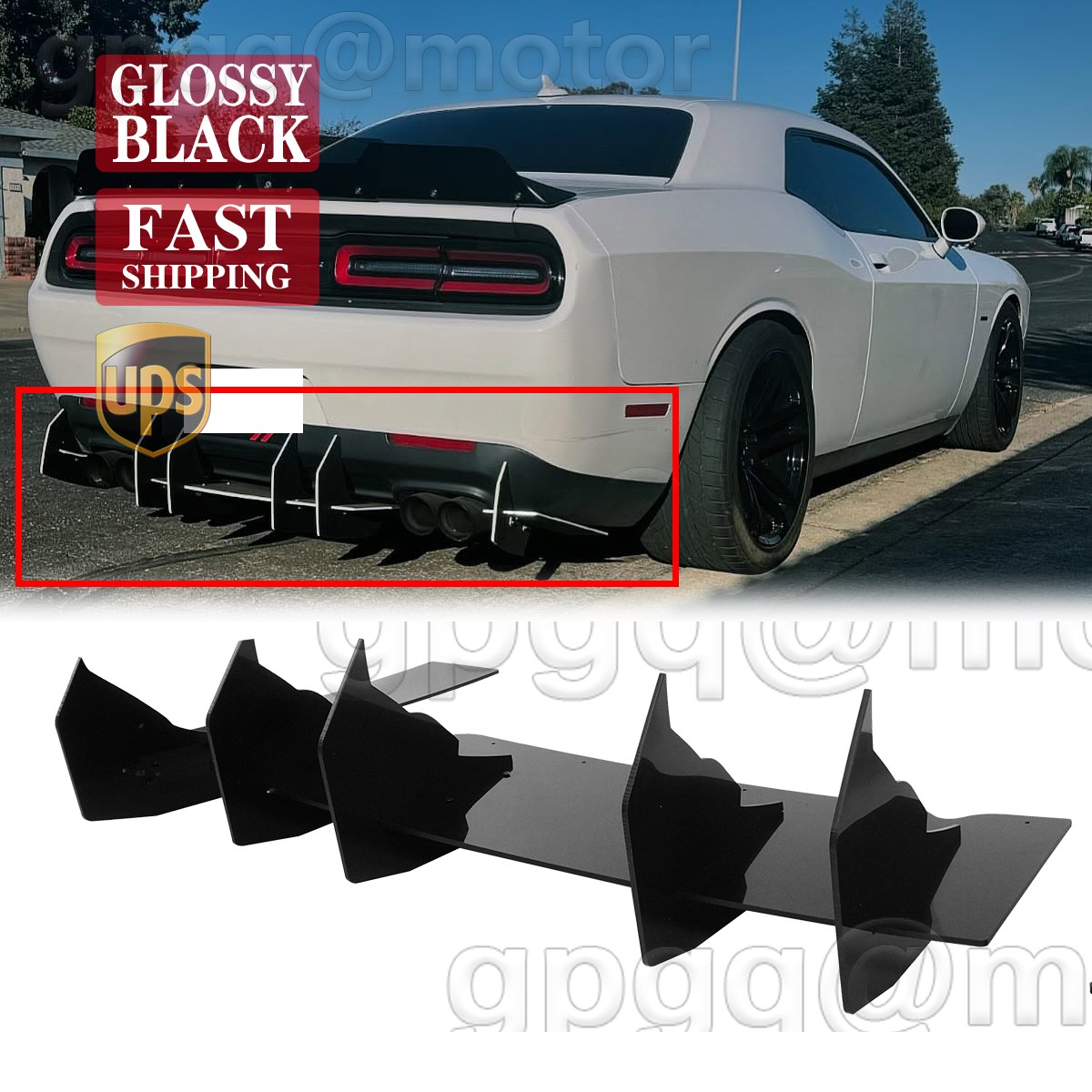 For Dodge Challenger SRT 2015-2023 V2 Style Rear Diffuser & Rear Side Splitters