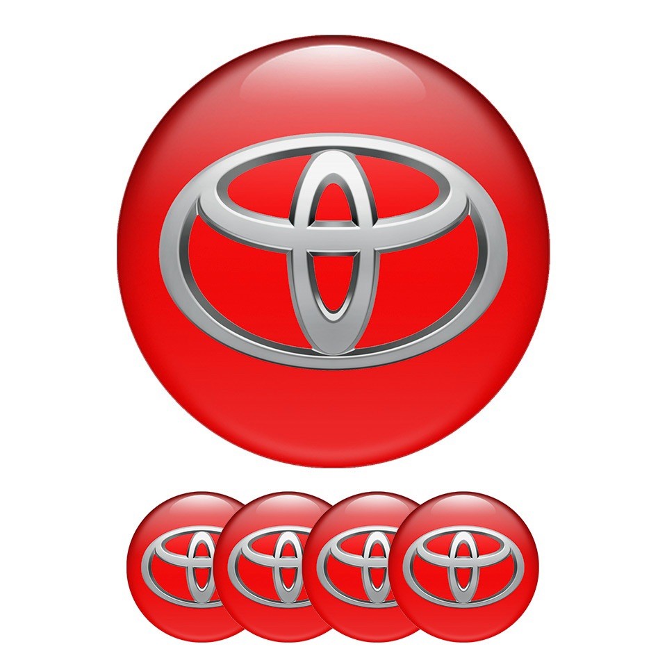 4x red 56mm Wheel Center Hub Decal Sticker Toyota Camry Corolla Supra celica