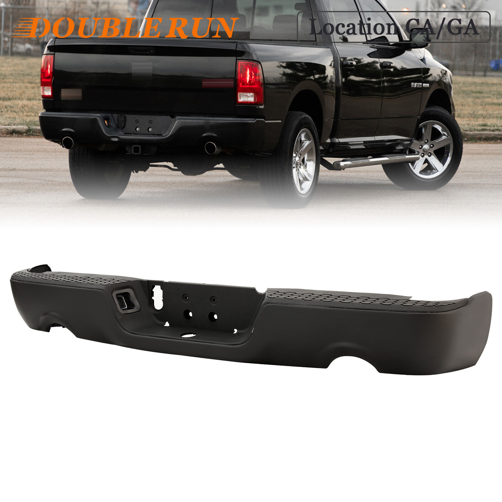Rear Bumper Black Fit For 2009-2018 Dodge RAM 1500 w/o Sensor Holes