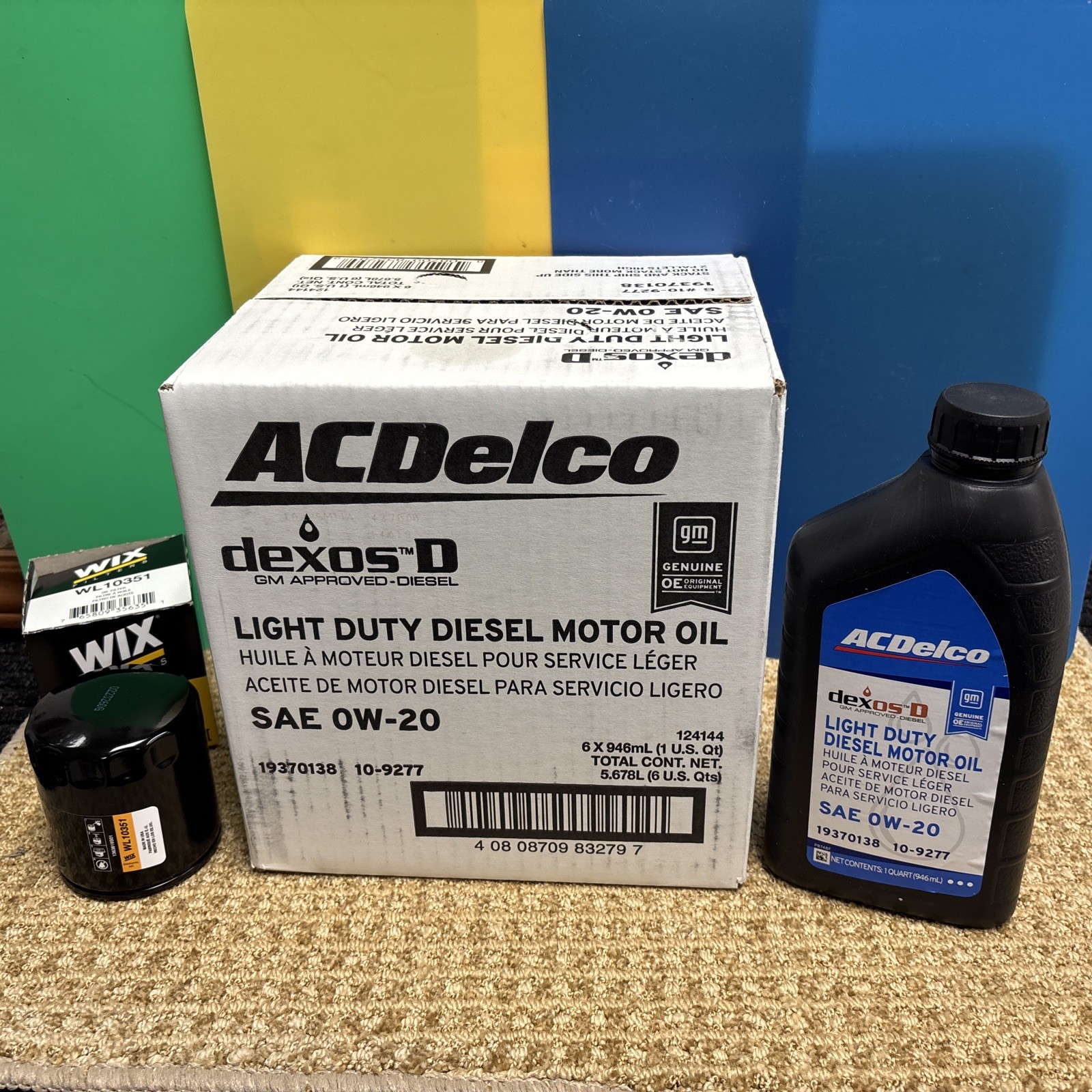 7x AC DELCO 3.0L LM2 DURAMAX DIESEL 0W-20 DEXOS D OIL 10-9277 And Wix WL10351 7x AC DELCO 3.0L LM2 DURAMAX DIESEL 0W-20 DEXOS D OIL 10-9277 And Wix WL10351