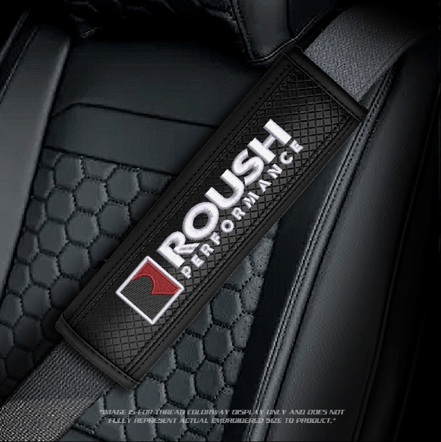 Roush Performance - 2pc Made-to-Order Woven Fiber Leather Seat Belt Pad Cov