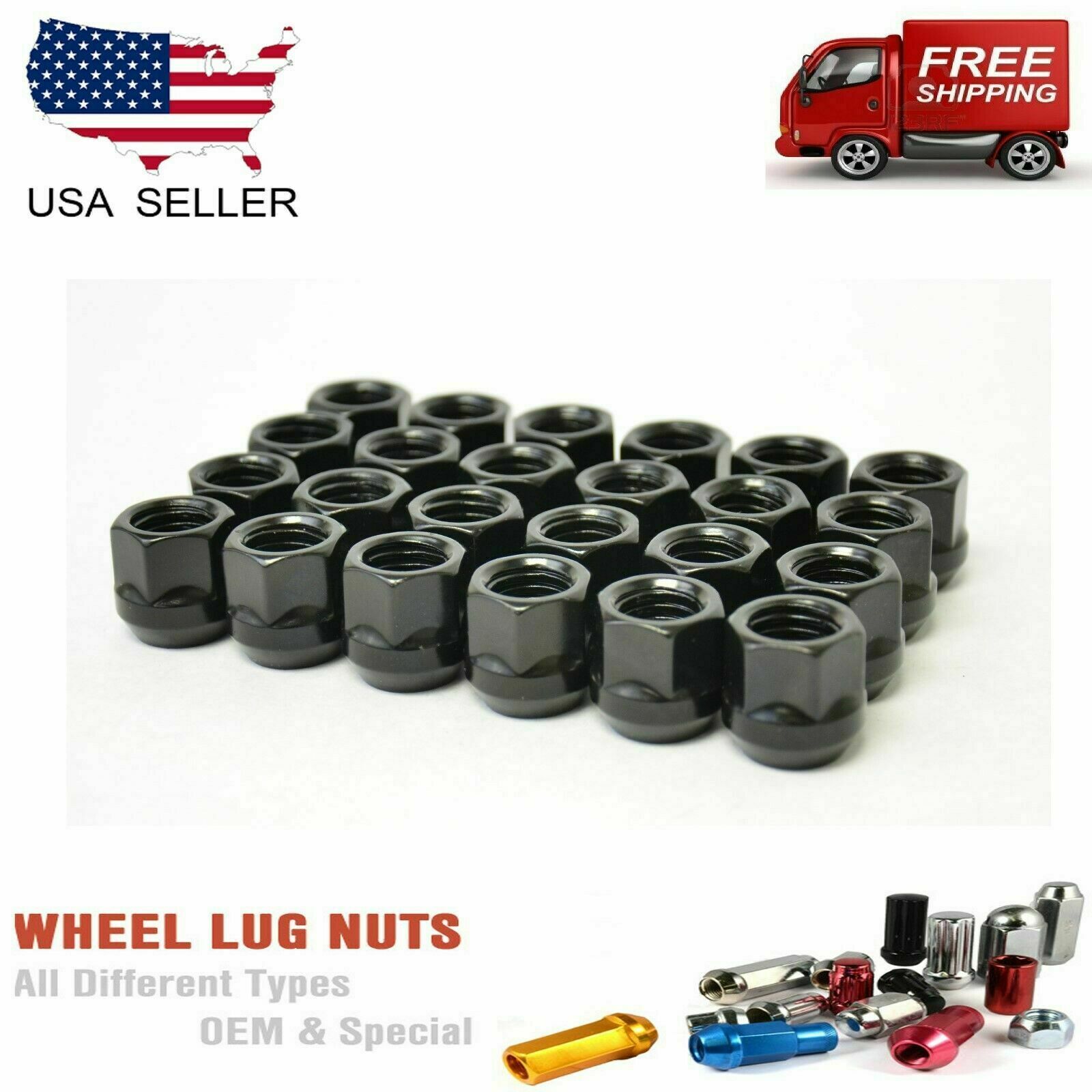100PCS BLACK 12X1.5 OPEN END LUG NUTS WHOLESALE