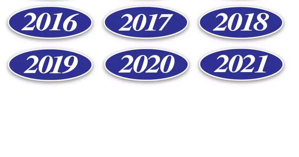 Car Dealer Windshield Oval Model Year Stickers 4 Digit Blue and White 2019 Car Dealer Windshield Oval Model Year Stickers 4 Digit Blue and White 2019