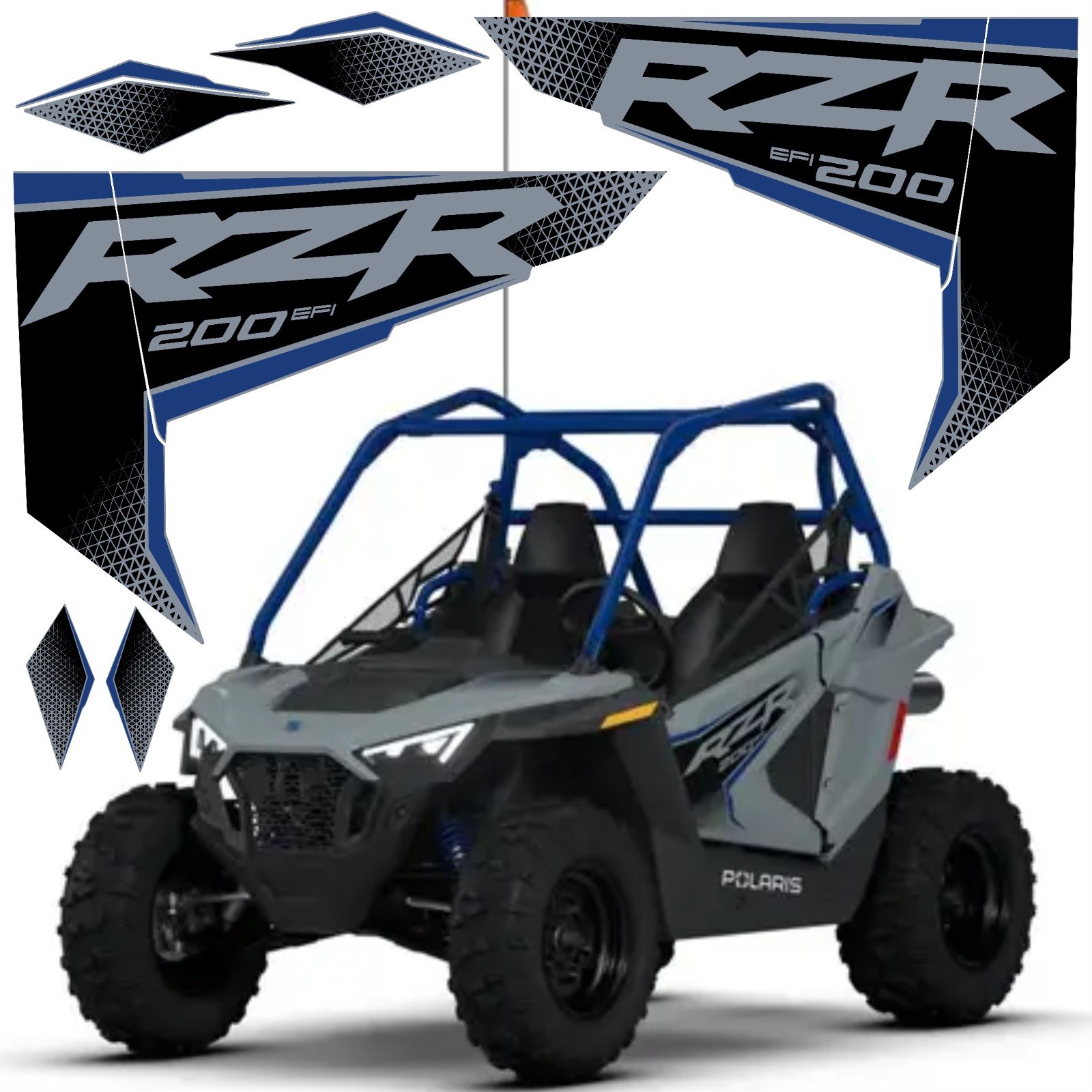 Polaris RZR 200 EFI UTV Decals, Graphics Kit Stickers Laminate 320 Micras Mate Polaris RZR 200 EFI UTV Decals, Graphics Kit Stickers Laminate 320 Micras Mate