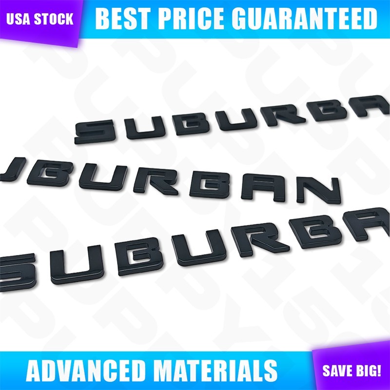 3X Gloss Black For Suburban 07-20 Emblems Letters Badge Nameplate Door Liftgate