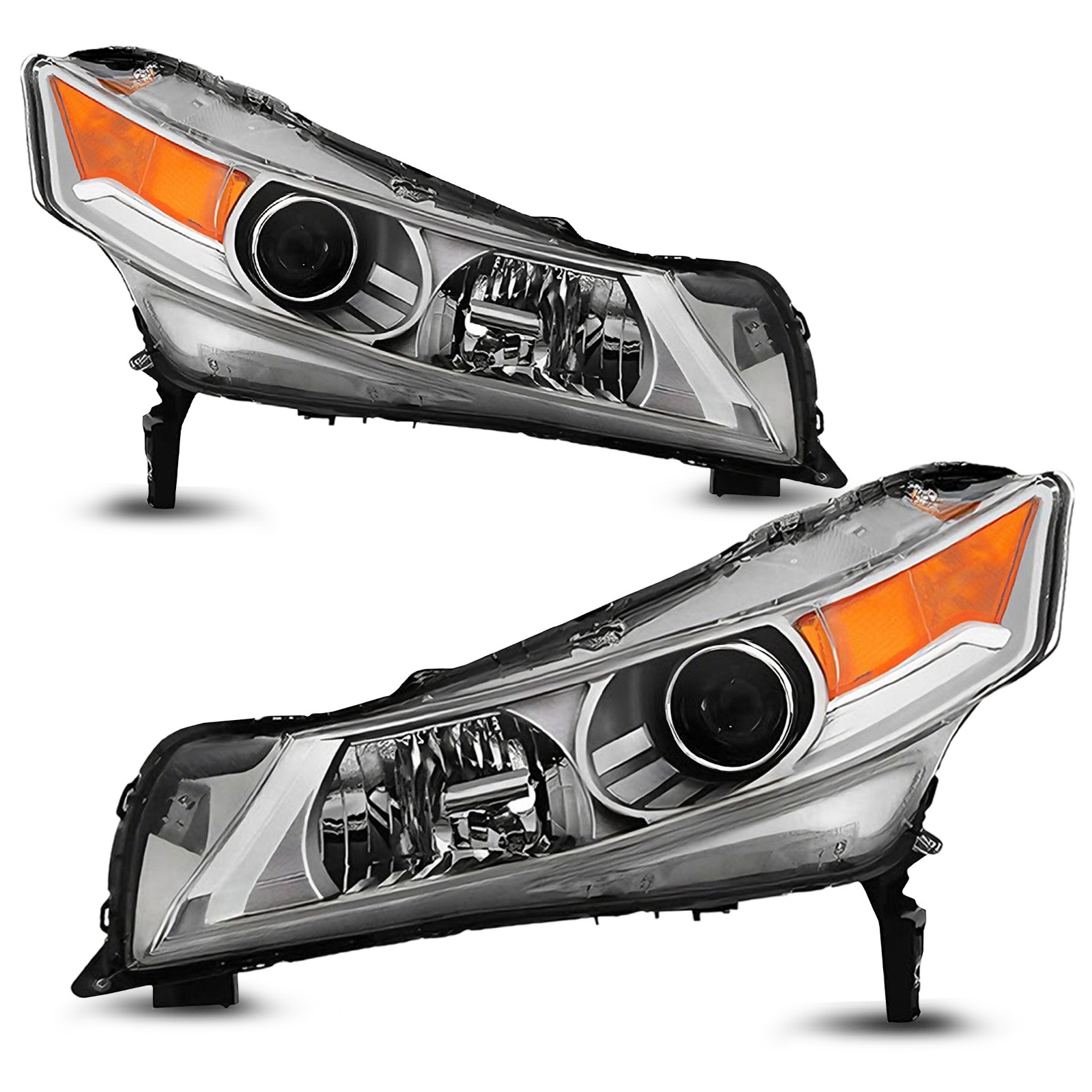 For 2009-2014 Acura TL Sedan OE Style Chrome HID Headlights Assembly Pair L+R