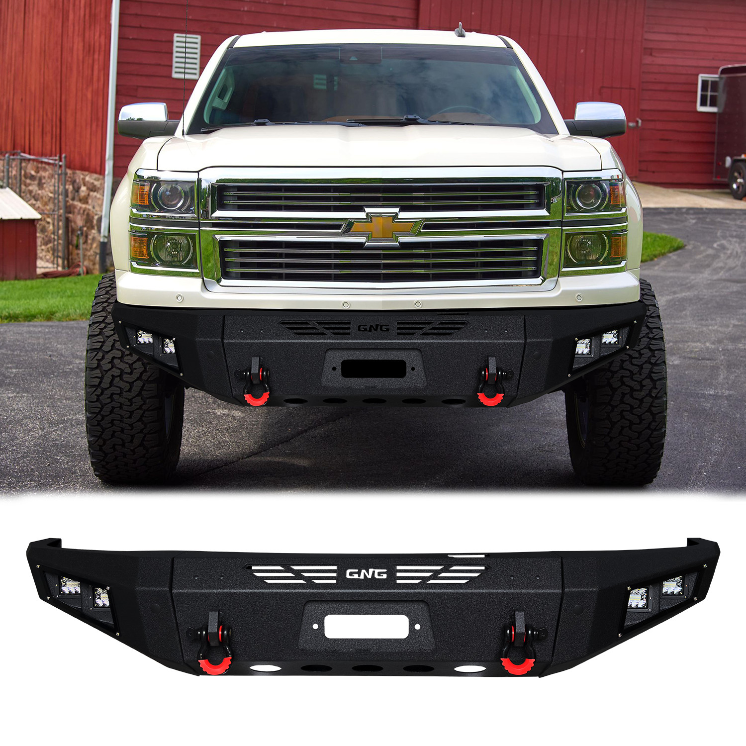 Vijay For 2014-2015 Chevy Silverado 1500 Steel Front Bumpers W/Winch Plate&Light