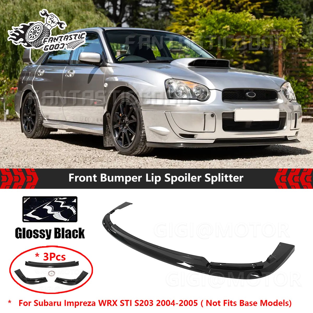 For Subaru WRX STI S203 2004-2005 V-Limited Style Glossy Black Front Bumper Lip For Subaru WRX STI S203 2004-2005 V-Limited Style Glossy Black Front Bumper Lip