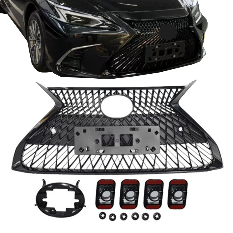 Front Bumper Grille W/Trim For Lexus ES350 ES300H 2019-2023 LS Style Gloss Black Front Bumper Grille W/Trim For Lexus ES350 ES300H 2019-2023 LS Style Gloss Black