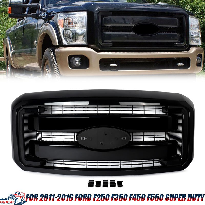 Front Grille Assembly For 2011-2016 Ford F250 F350 F450 Super Duty Gloss Black