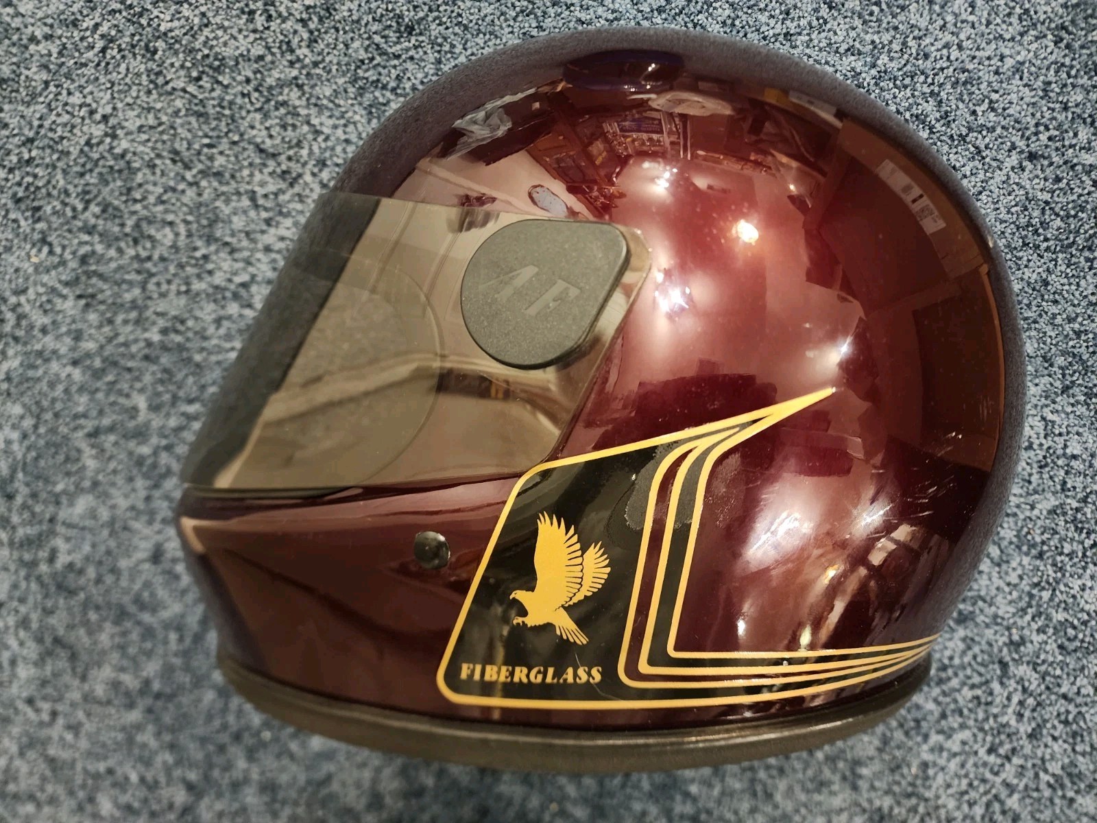 Arthur Fulmer AF40 Full Face Maroon & Gold Eagle Helmet 1980s Arthur Fulmer AF40 Full Face Maroon & Gold Eagle Helmet 1980s