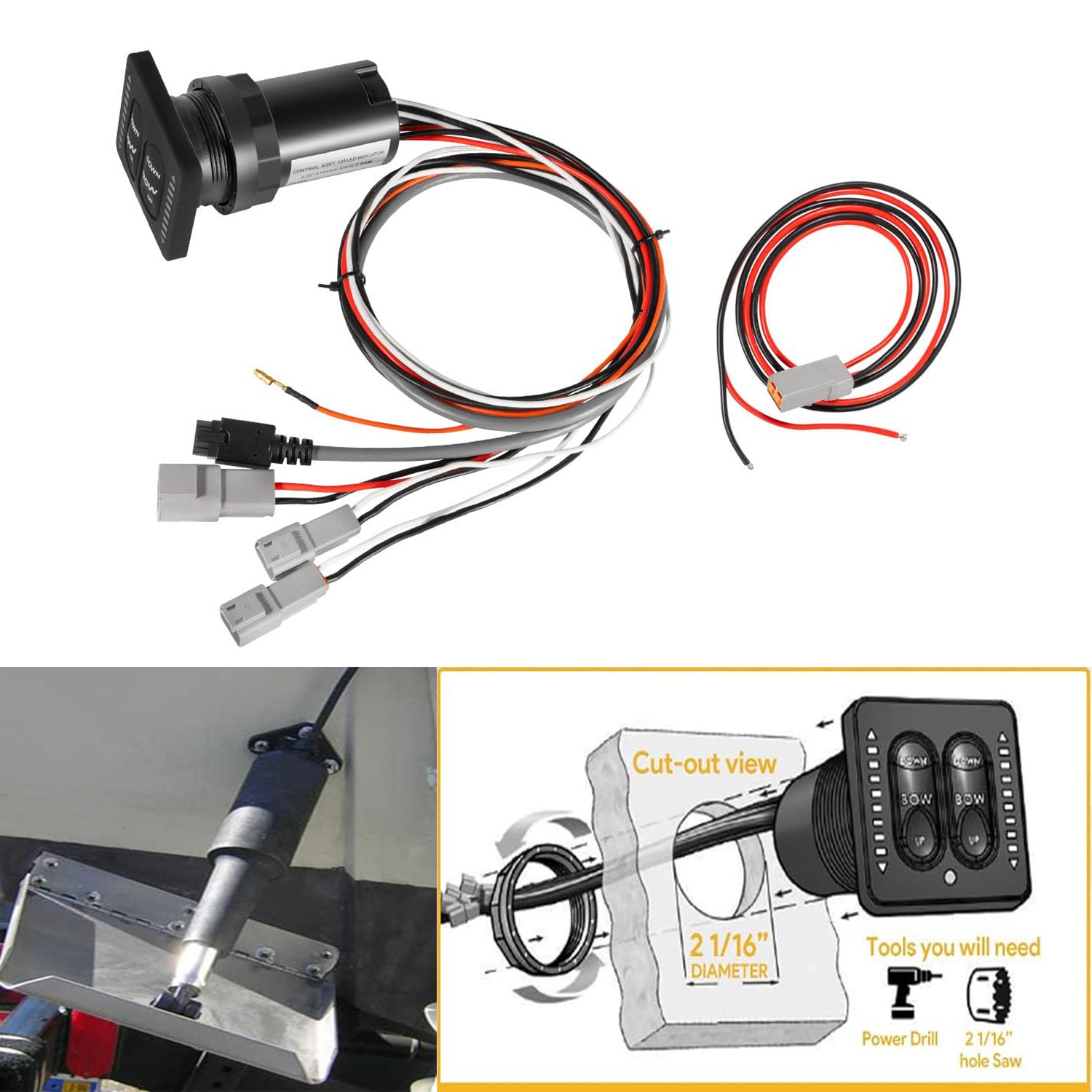 15170-001 LED Indicator Integrated Tactile Trim Tab Switch Kit with 36\