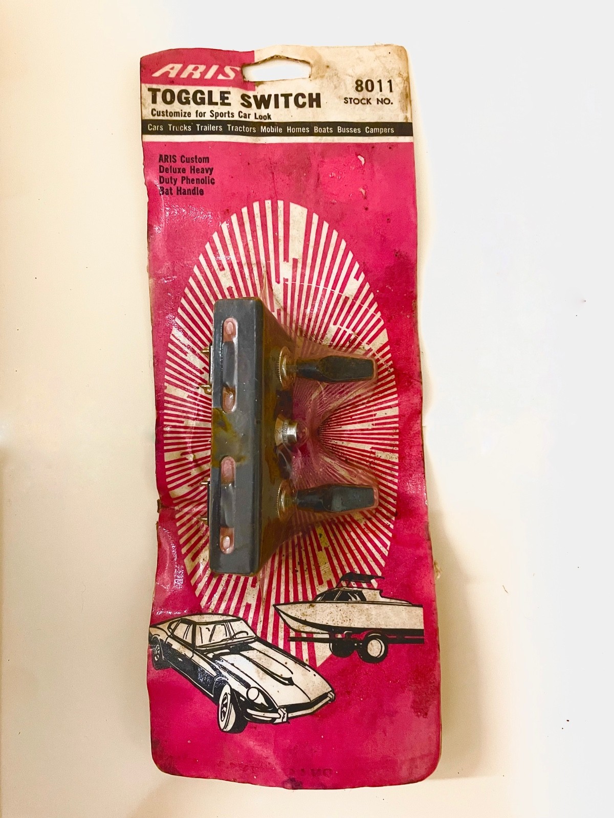 Vintage NOS ARIS Automotive Toggle Switch Two Gang Car Accessory Bakelite 1970s Vintage NOS ARIS Automotive Toggle Switch Two Gang Car Accessory Bakelite 1970s