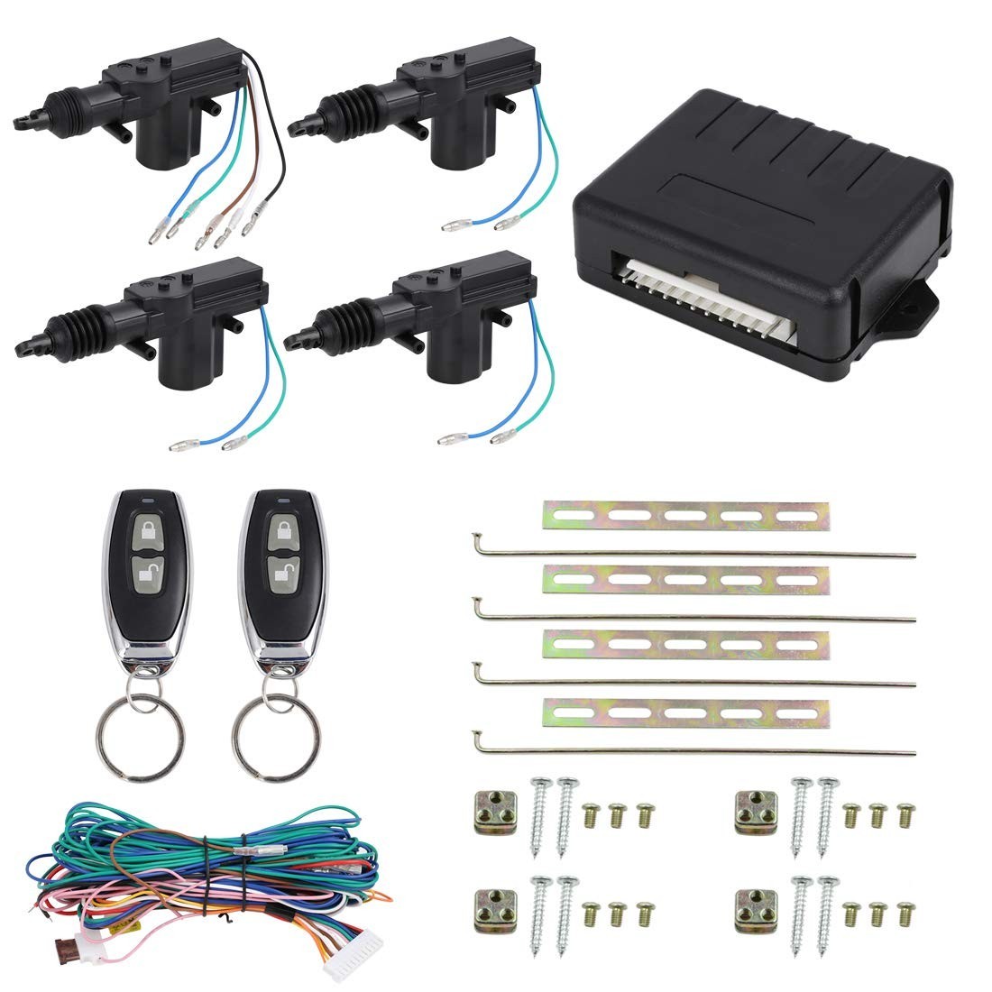 X AUTOHAUX 4 Door Power Central Lock Keyless Entry Kit Universal 12V w/ Remotes