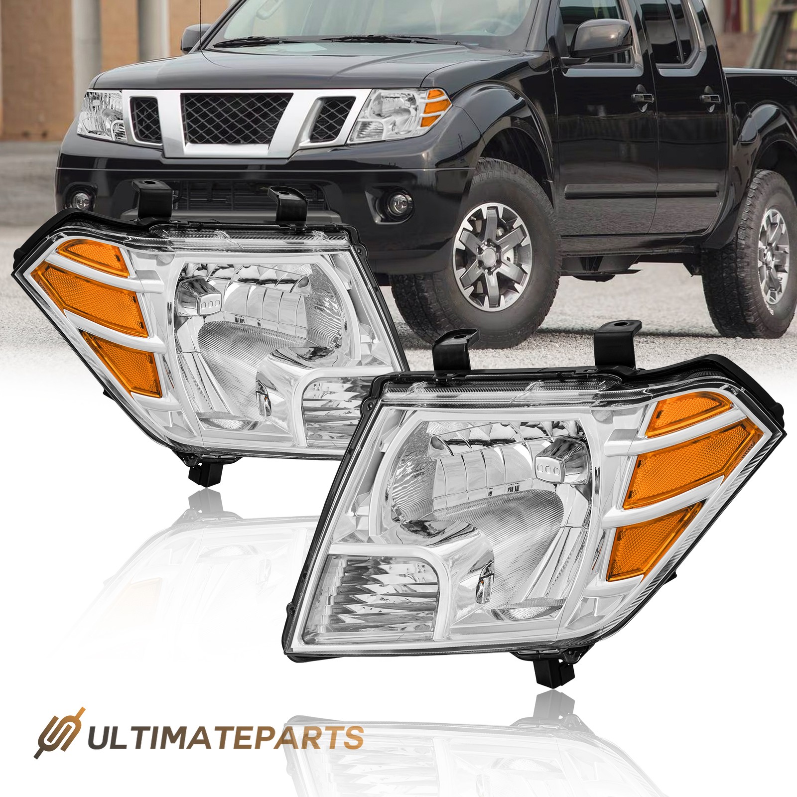 2pcs L&R Chrome Housing Headlights Assembly For 2009-2021 Nissan Frontier 2pcs L&R Chrome Housing Headlights Assembly For 2009-2021 Nissan Frontier