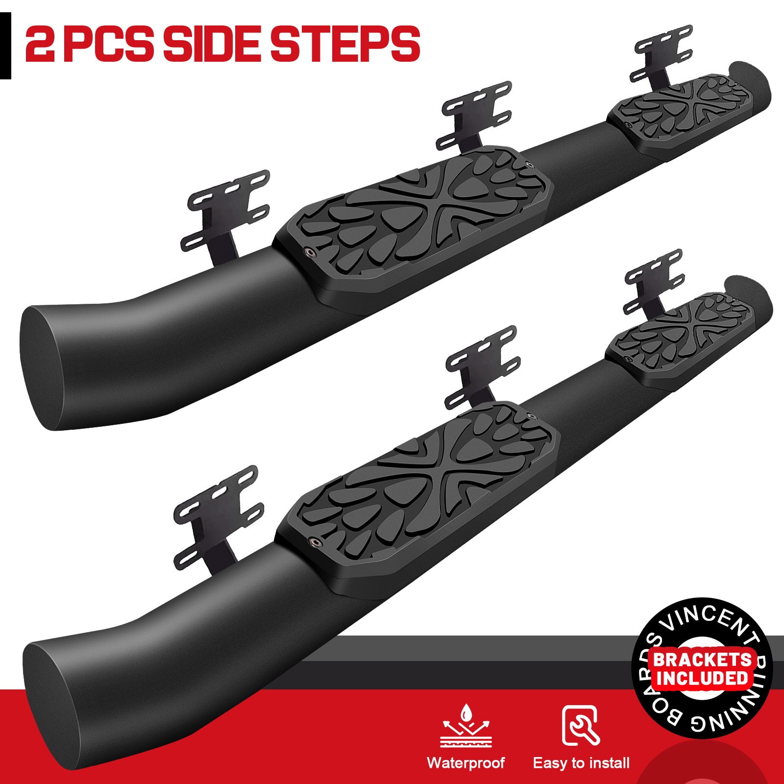 FOR 19-26 Dodge Ram 1500 Crew Cab Side Step Curved Running Boards Nerf Bar BLK
