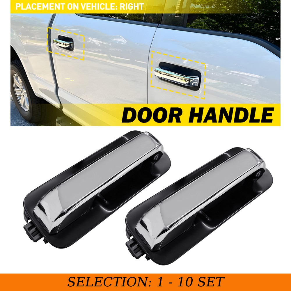 2-20X Door Handle Exterior Right Passenger Side Fit Ford F-150 2015-2022 Chrome