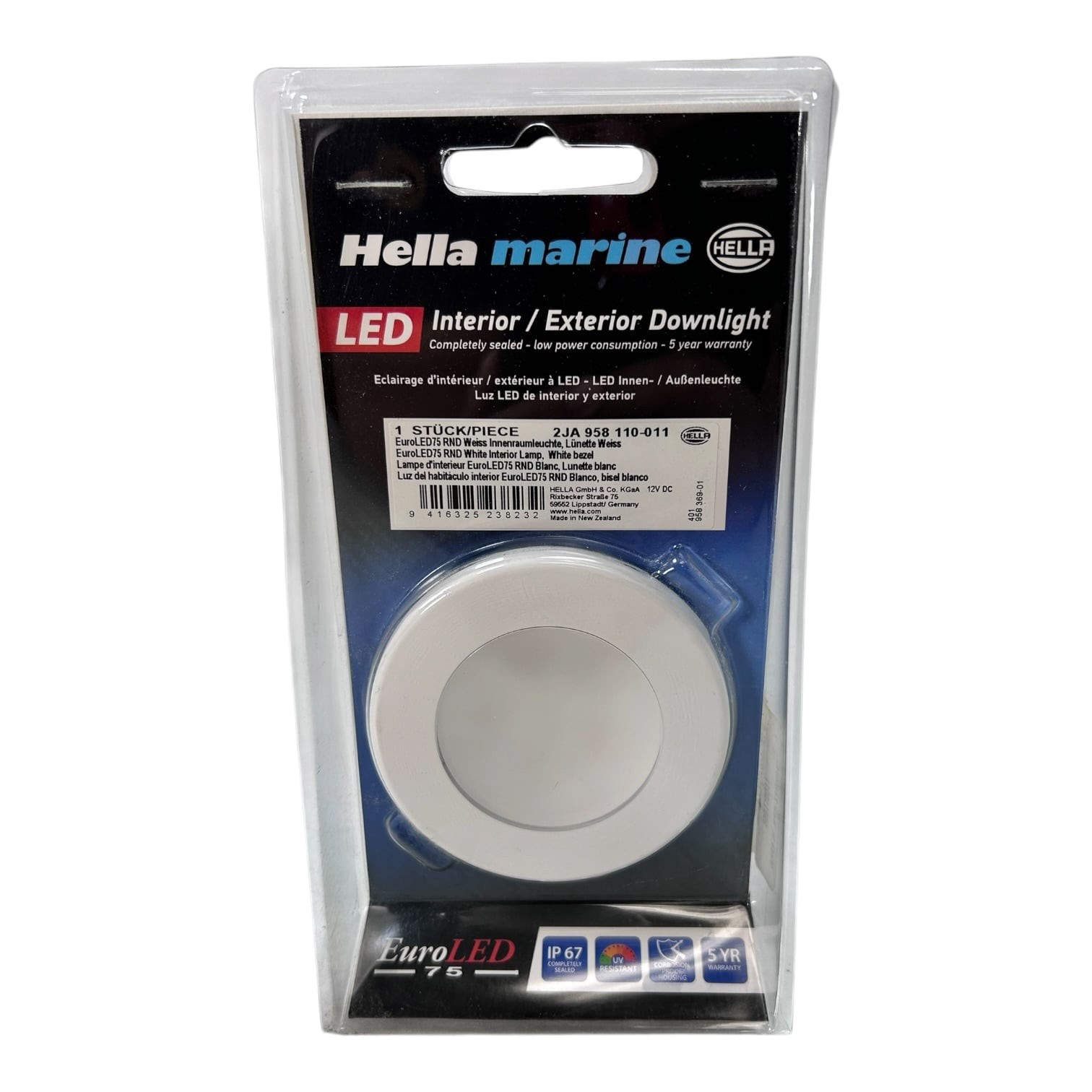 Hella Marine 958110011, Interior/Exterior LED White Downlight 12V