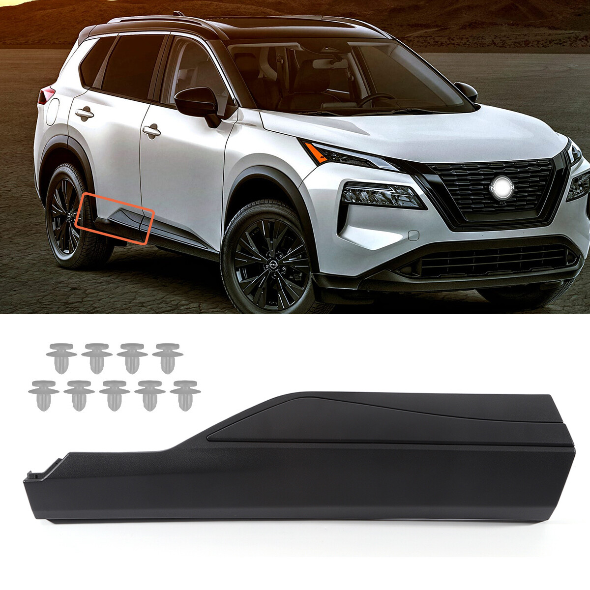 Fits 2021-2024 Nissan Rogue Door Trim Lower Molding Rear Right Passenger RH Side Fits 2021-2024 Nissan Rogue Door Trim Lower Molding Rear Right Passenger RH Side