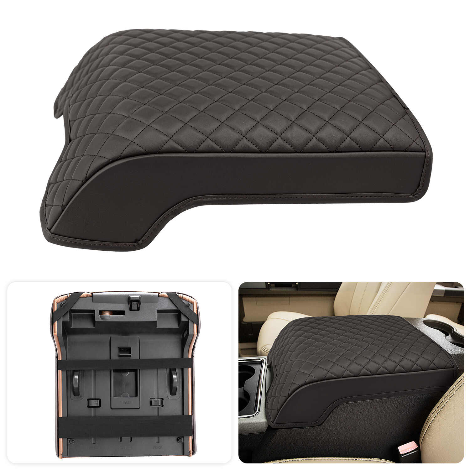 Fits 2011-2016 Ford F250 F350 Floor Console Lid Armrest Cover Pad Cushion Brown Fits 2011-2016 Ford F250 F350 Floor Console Lid Armrest Cover Pad Cushion Brown