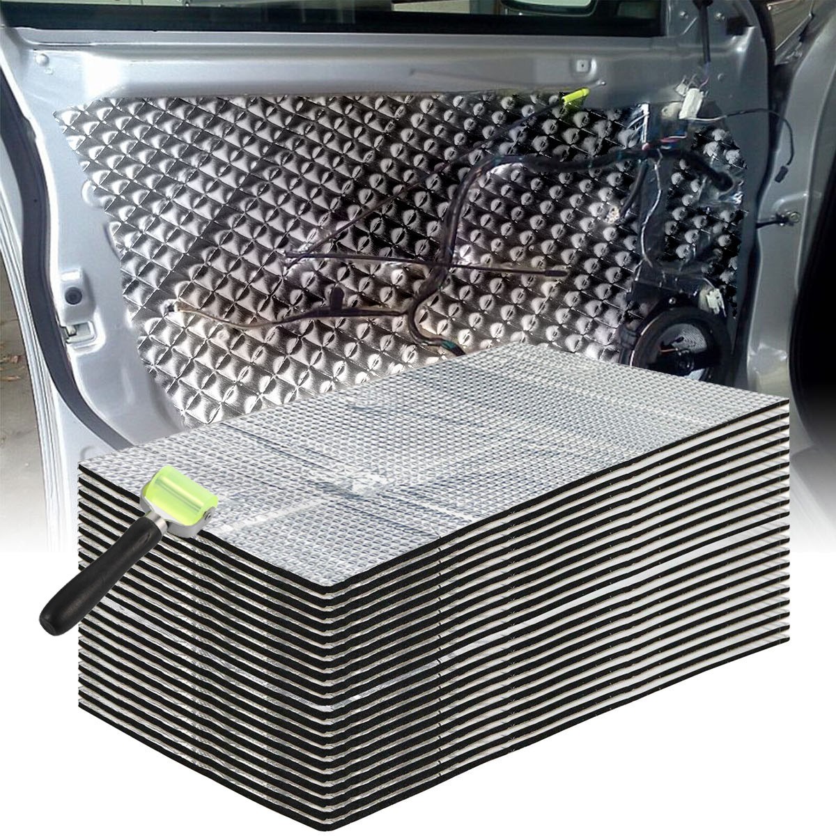 30PCS Self-adhesive Fireproof Sound Deadener Heat Insulation Mat Car Hood Engine
