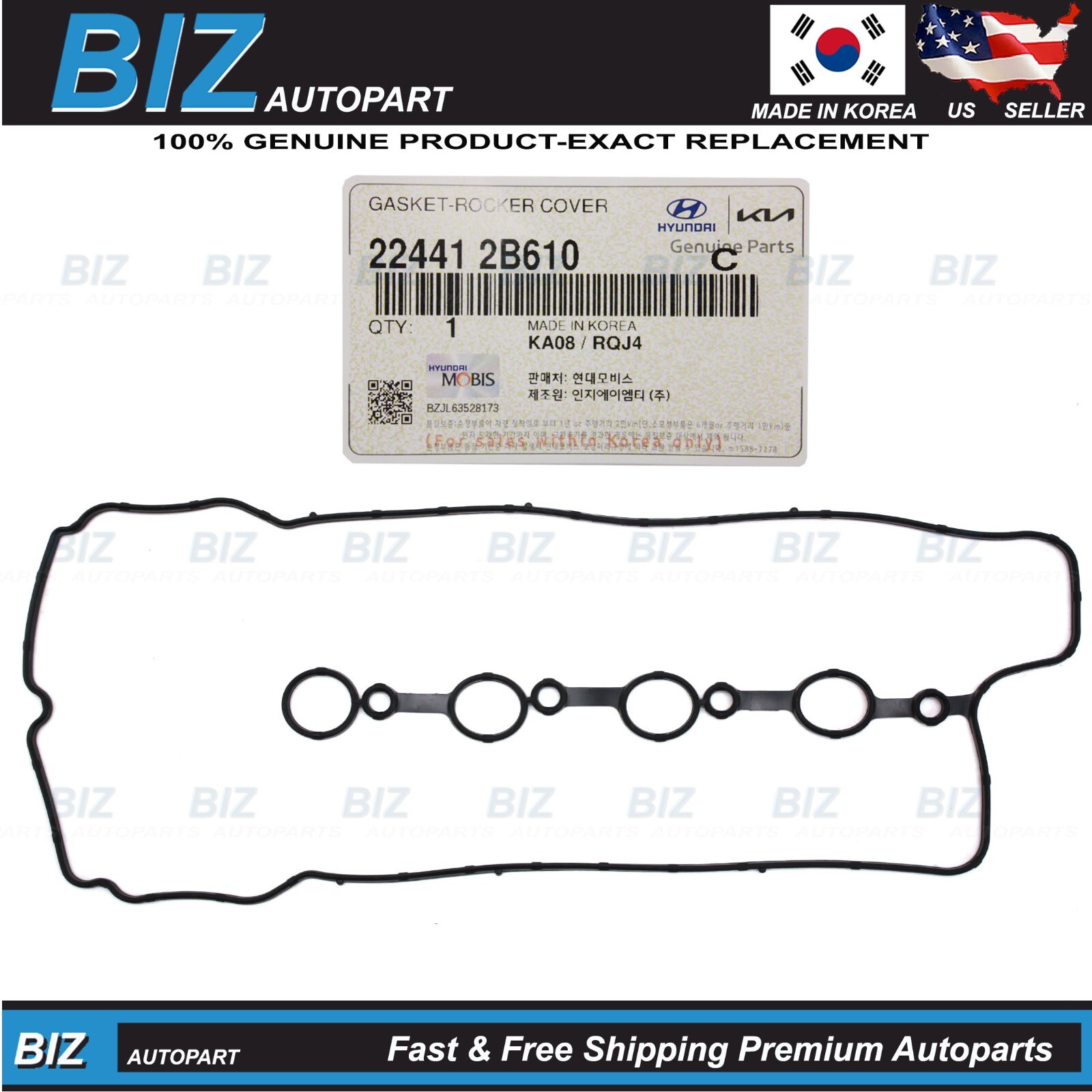 Genuine Valve Cover Gasket for 12-24 Hyundai Kia 1.6L Various Models 22441-2B610 Genuine Valve Cover Gasket for 12-24 Hyundai Kia 1.6L Various Models 22441-2B610