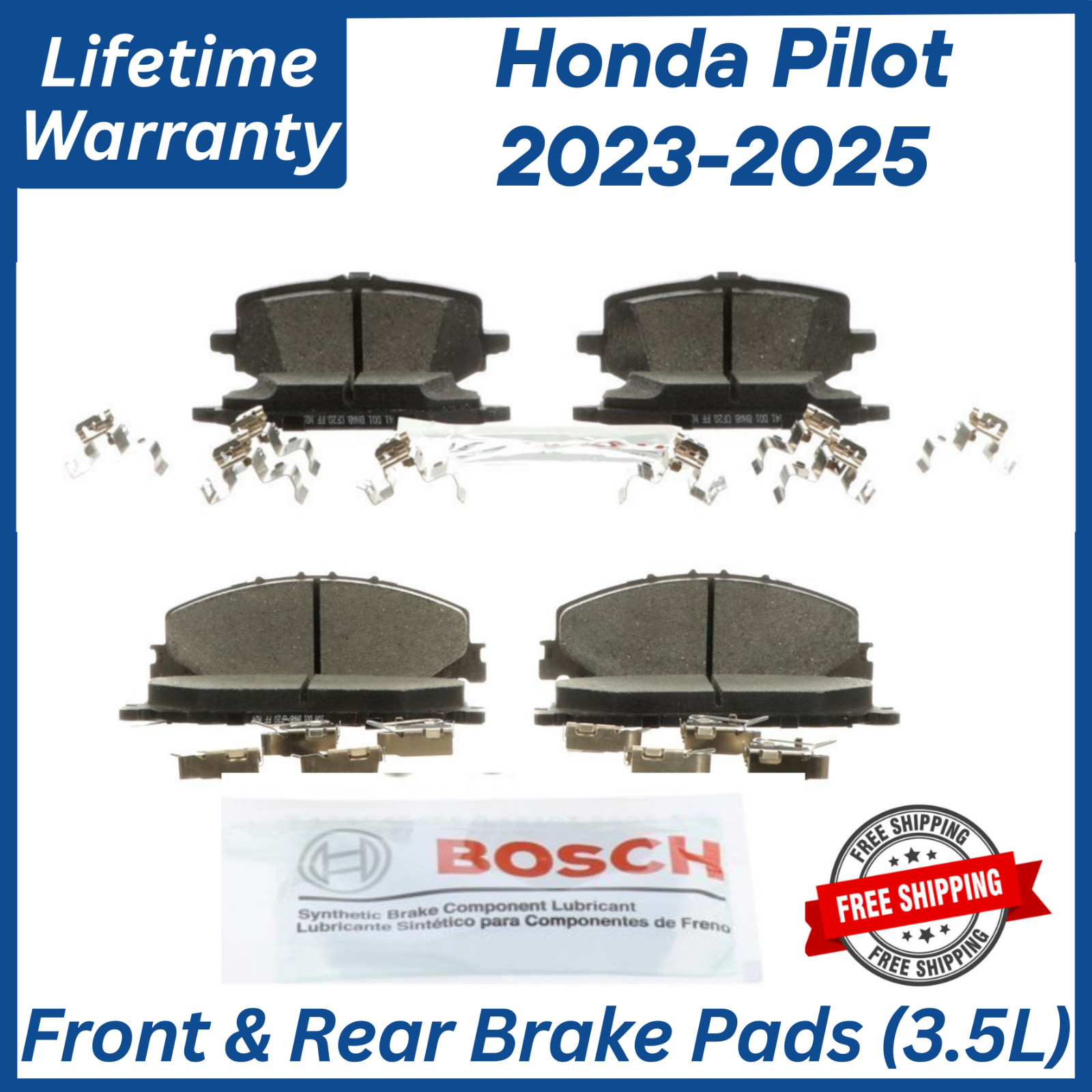 Bosch OEM Front & Rear Ceramic Brake Pads Kit, For 2023-2025 Honda Pilot 3.5L... Bosch OEM Front & Rear Ceramic Brake Pads Kit, For 2023-2025 Honda Pilot 3.5L...