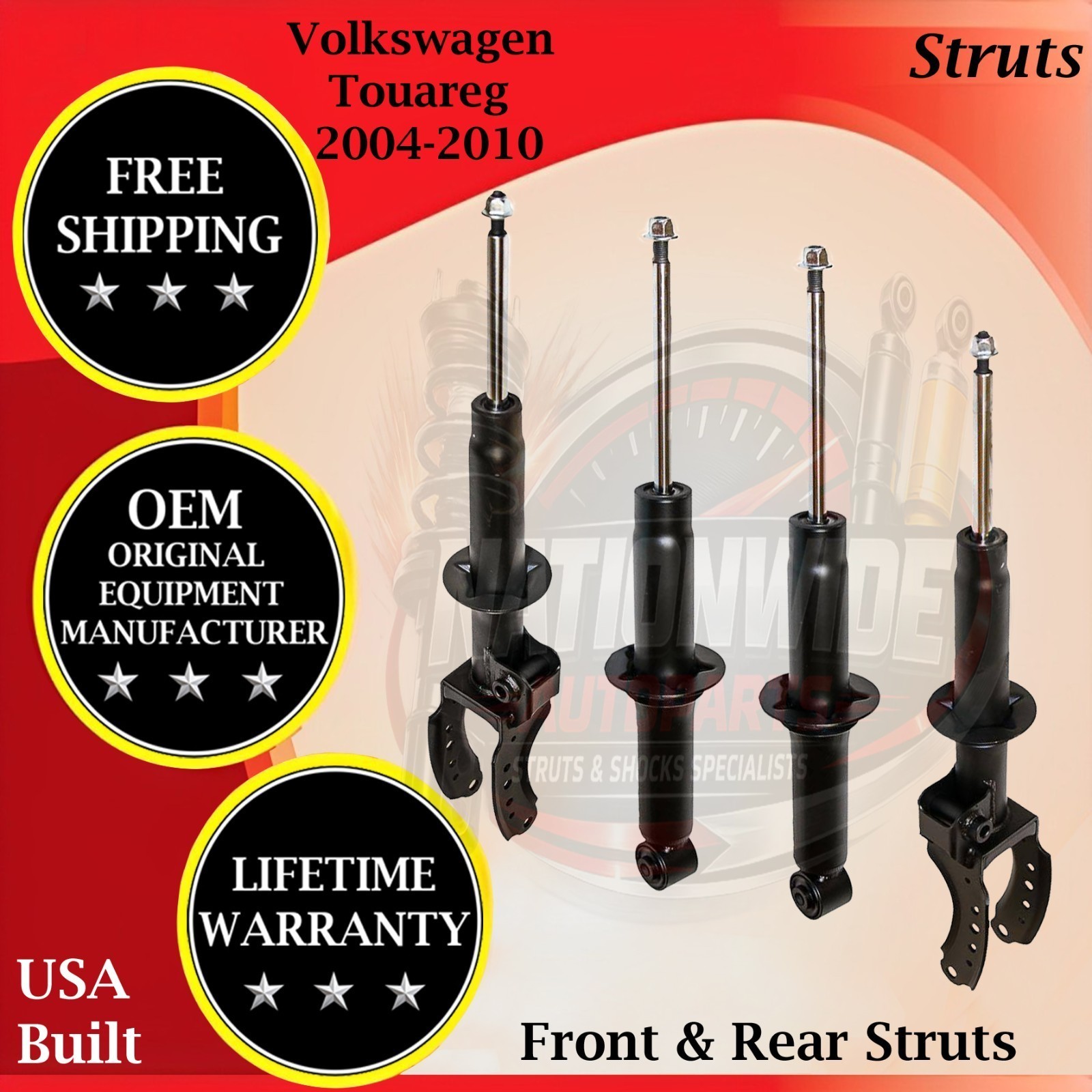 Gabriel OEM Front & Rear Struts For 2004-2010 Volkswagen Touareg 9 Yr Warranty