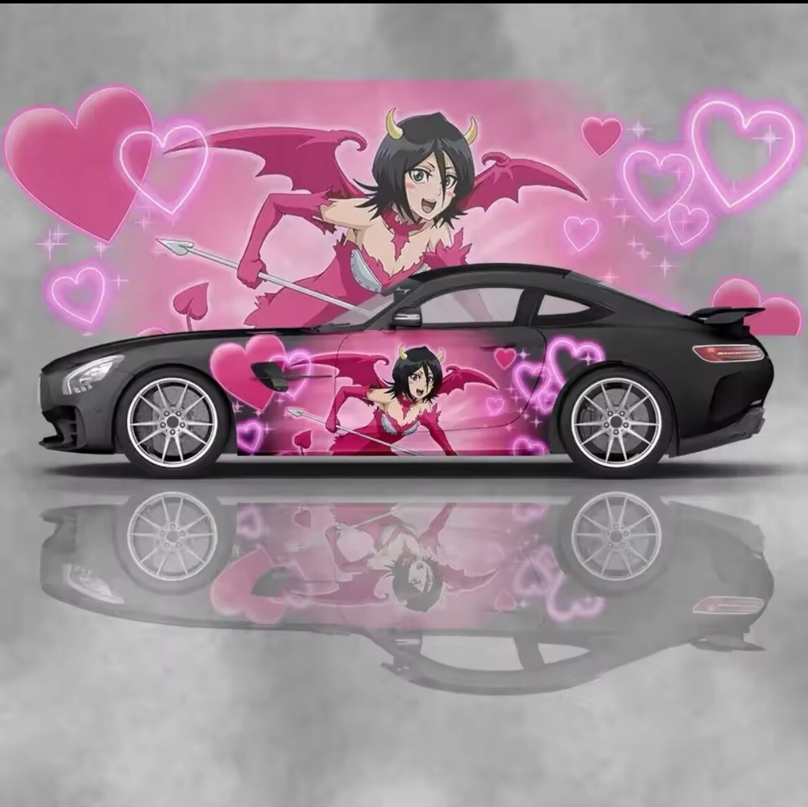 Japanese Inspired Red Heart Anime Car Decals Itasha Side Decal Both Sides JDM