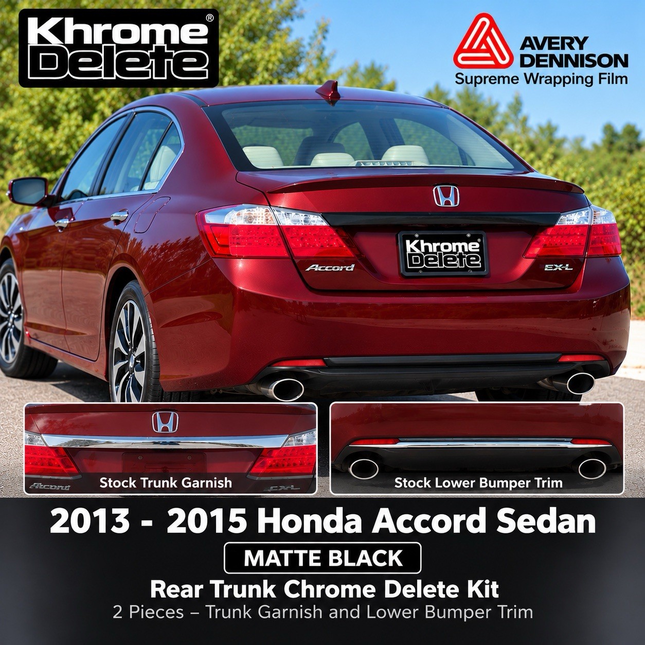2013-2015 Honda Accord Sedan Trunk Piece and lower rear Overlay (Matte Black)