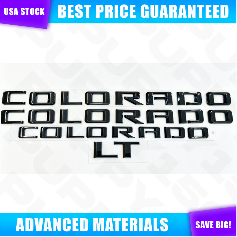 4pcs Gloss Black Body Fender Tailgate Side Emblem 3D Badge For Colorado LT 15-22