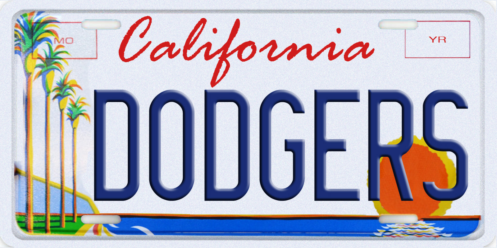 Dodgers LA Palm Tree FLAT Aluminum License Plate Tag New Los Angeles 6\