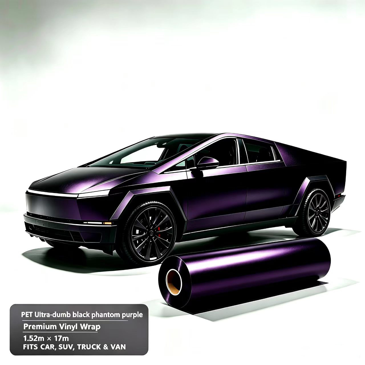 PET Car Wrap Vinyl Ultra-dumb black phantom purple Air Release Bubble Free  Roll