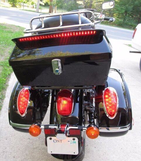 Black Motorcycle Trunk Tail Box Pack For Kawasaki W/ Tail Light& Backrest& Rack