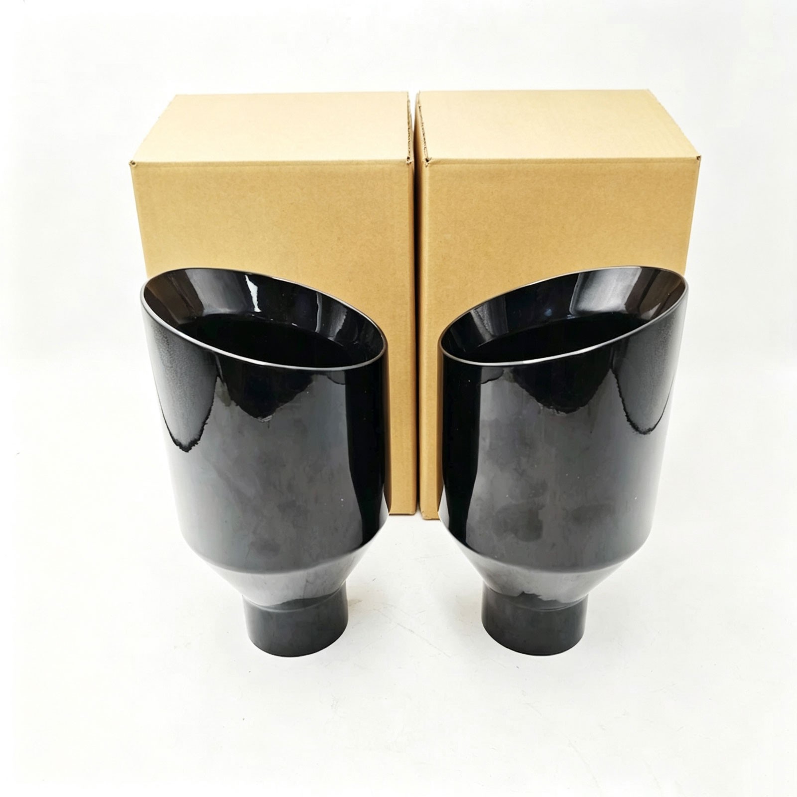 Pair Dodge RT SRT RAM 5″ Big Black Exhaust Tip 2.5″ Inlet Angle Cut Double Wall Pair Dodge RT SRT RAM 5″ Big Black Exhaust Tip 2.5″ Inlet Angle Cut Double Wall