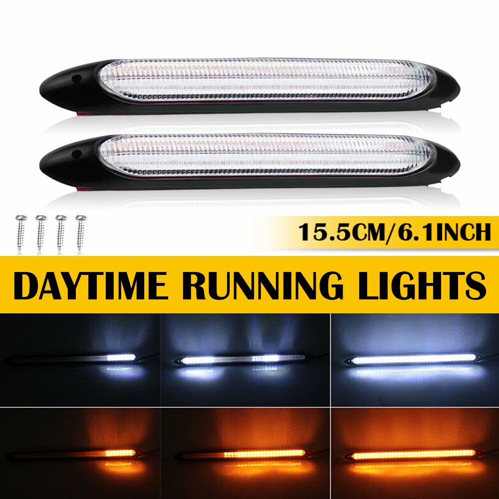 2pcs DRL Headlight Strip LED Light Daytime Running Sequential Turn Signal Lamp 2pcs DRL Headlight Strip LED Light Daytime Running Sequential Turn Signal Lamp