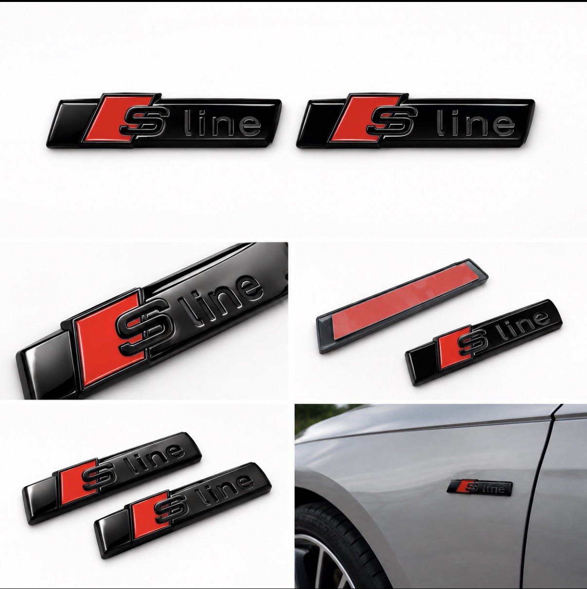 2X AUDI A4 S4 A5 S5 A6 S6 A8 S8 Q3 Q5 Q7 S-LINE SLINE EMBLEM  BADGE GLOSS BLACK