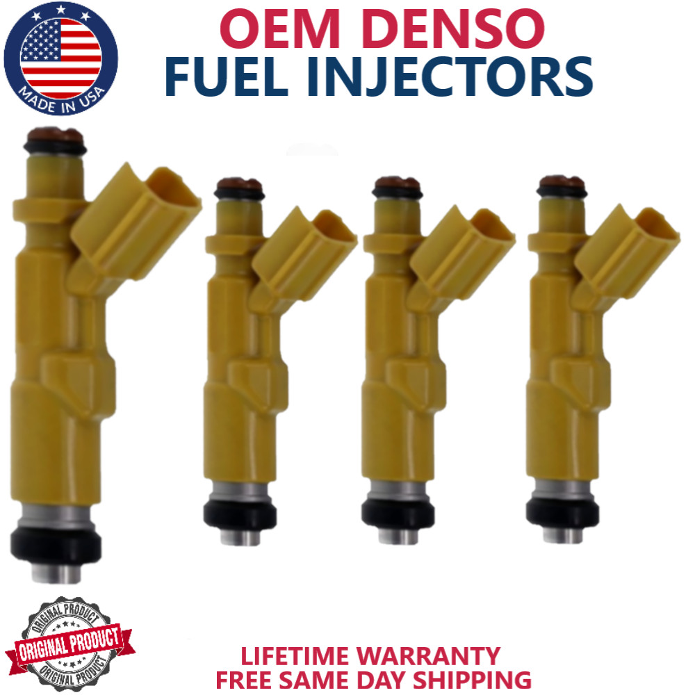 #23250-22030 OEM DENSO 4pc FUEL INJECTORS FOR 2000-2008 TOYOTA, PONTIAC 1.8L I4