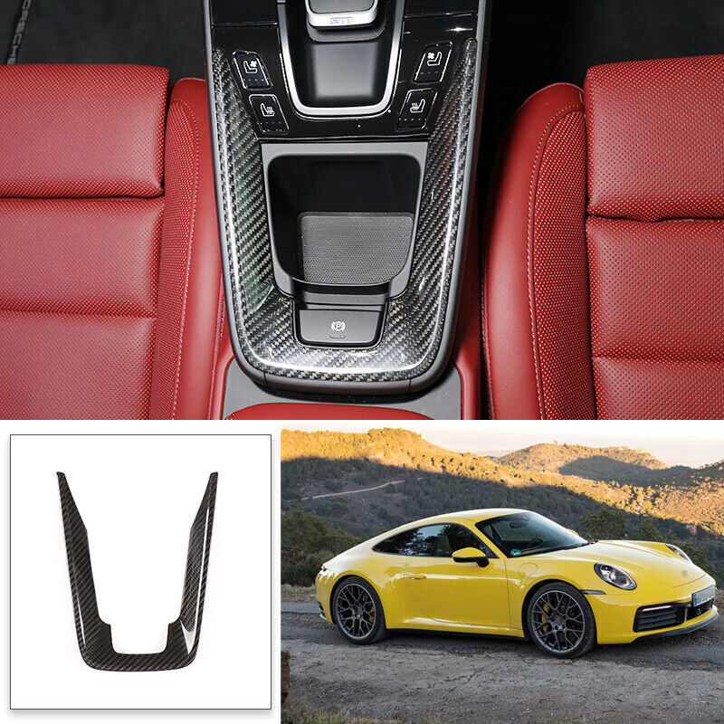 For Porsche 911 992 2021-2023 Real Carbon Fiber  Center Console Water Cup Frame