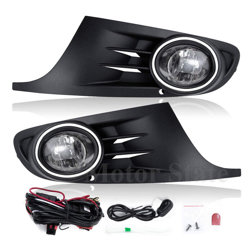 Fit For 10-14 MK6 Golf / TDI Jetta Sportwagen Chrome Black Bezel Fog Light Kit