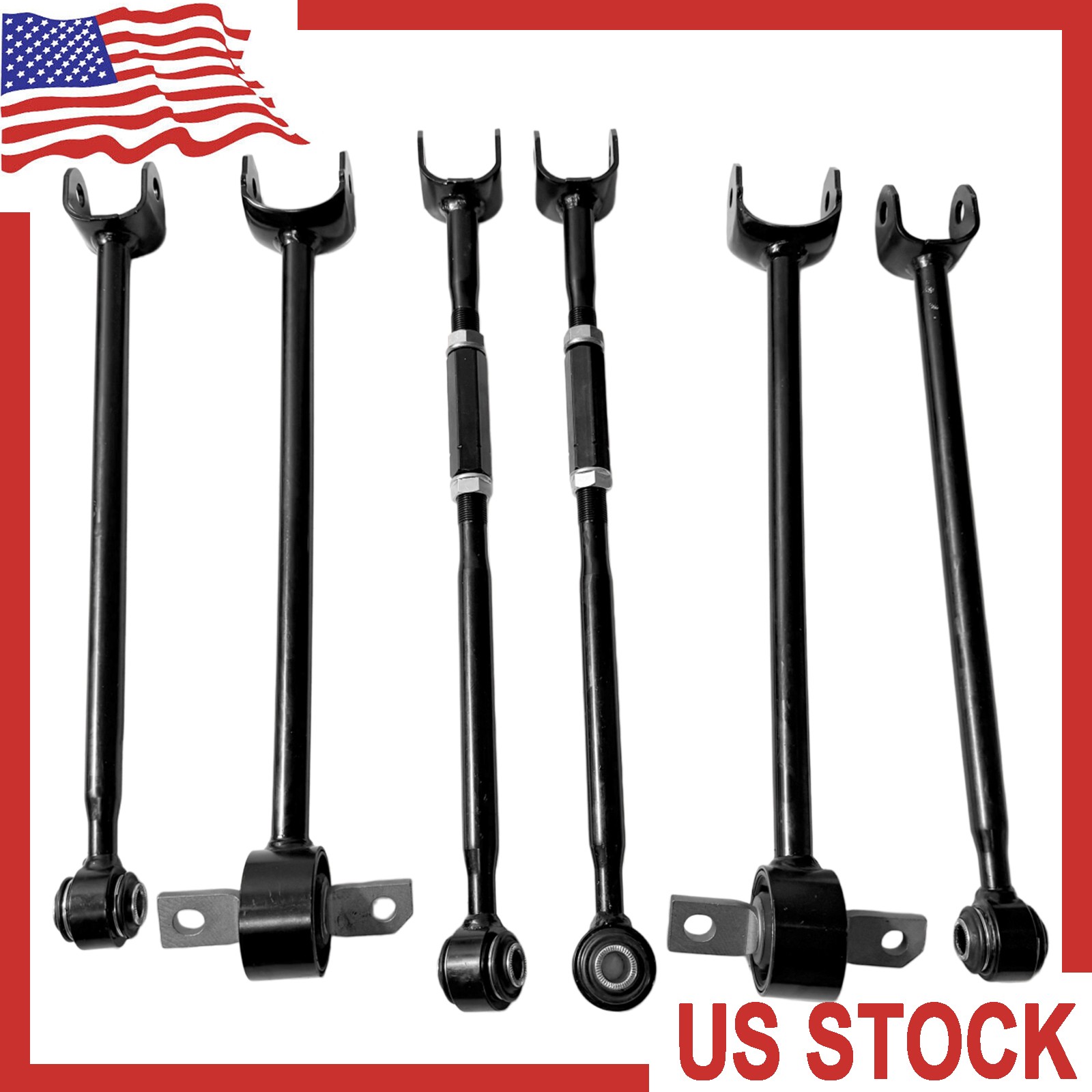 6Pcs Rear Suspension Control Arms W/Bushings Kit For Toyota Camry Avalon Lexus
