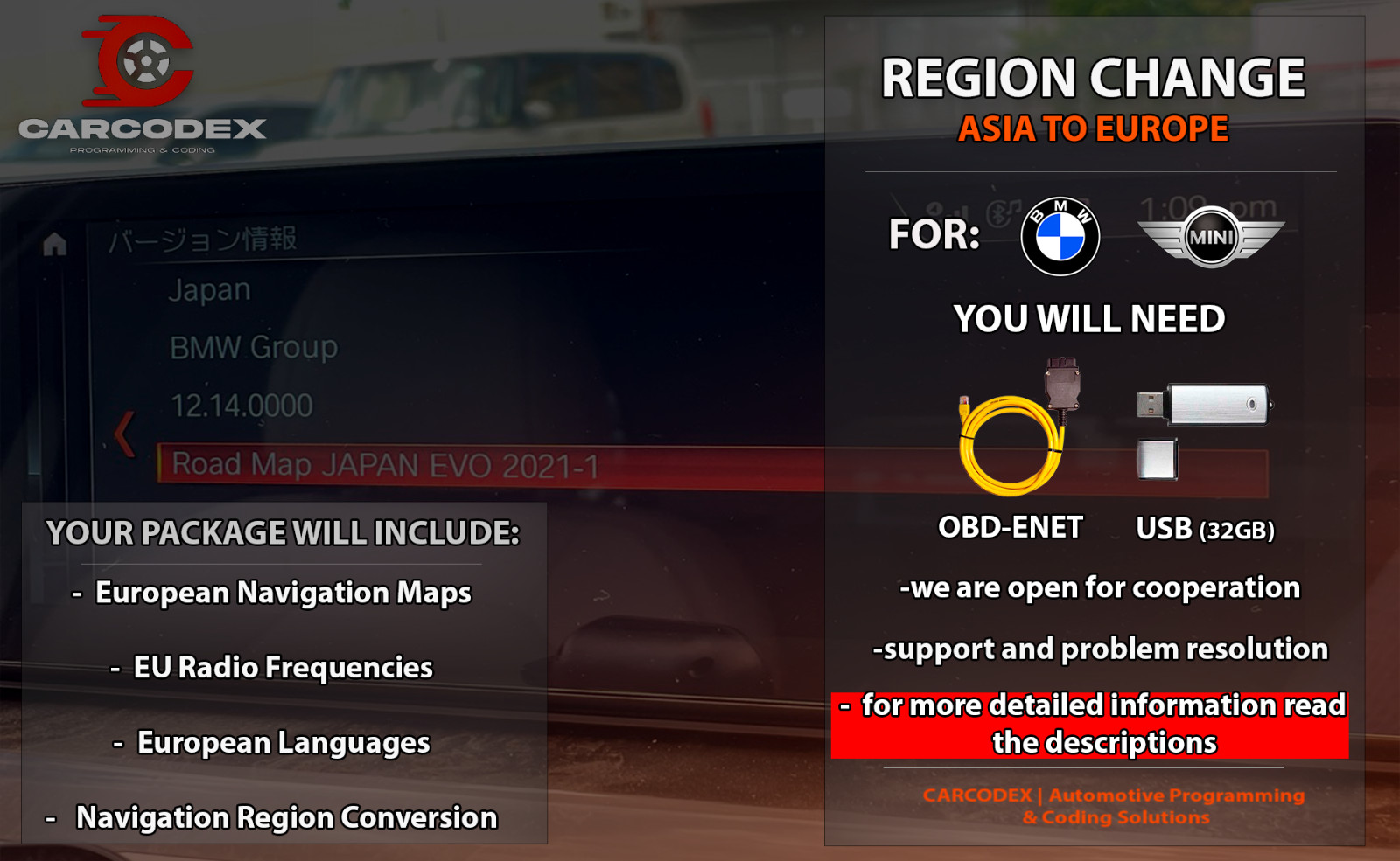 BMW REGION CHANGE ASIA TO EUROPE NBTEvo ID5/ID6 +EUROPEAN (LANGUAGES+NAVIGATION) BMW REGION CHANGE ASIA TO EUROPE NBTEvo ID5/ID6 +EUROPEAN (LANGUAGES+NAVIGATION)