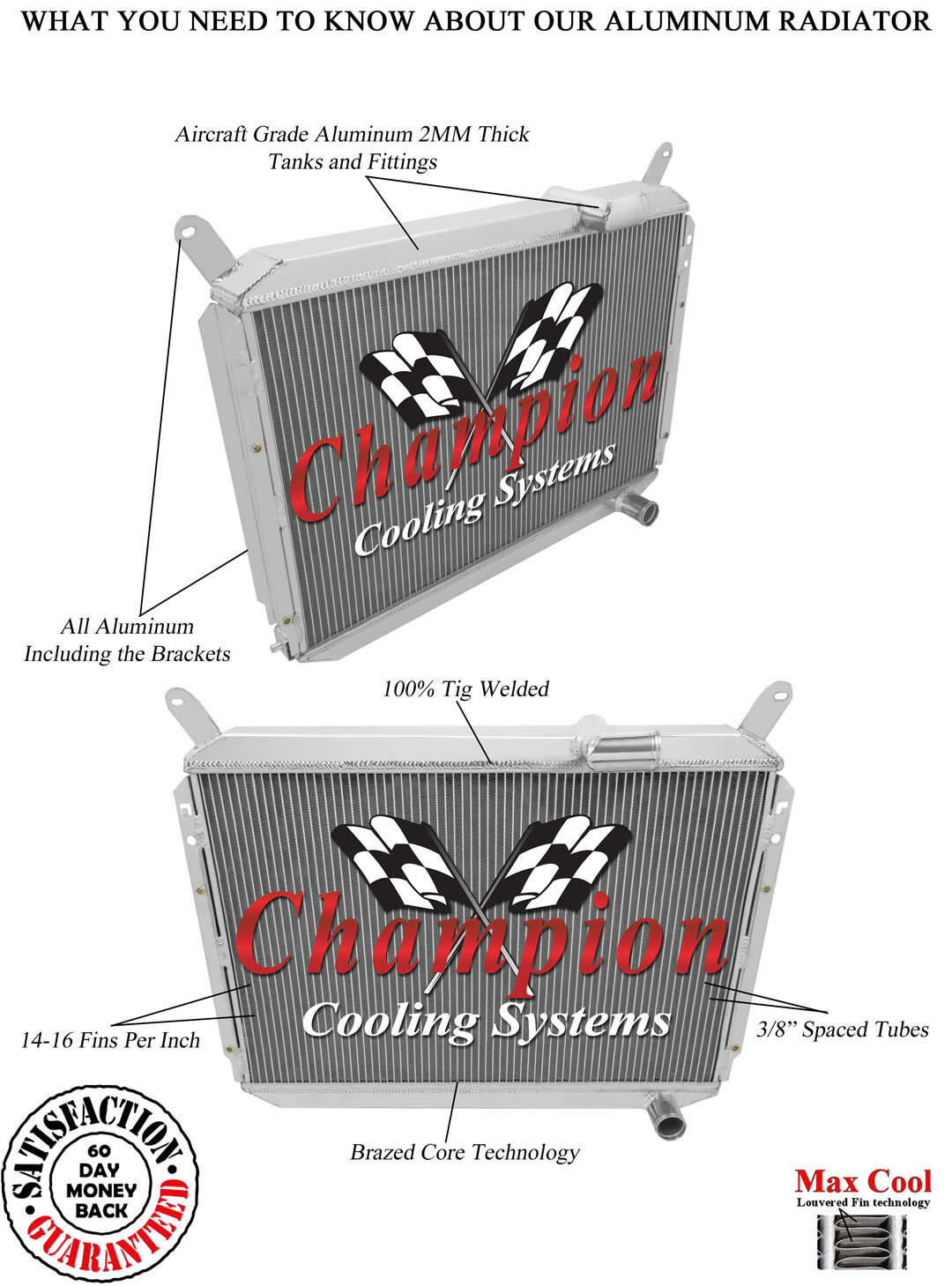 Aluminum 3 Row Core KR Champion Radiator For 1984-1989 Nissan 300ZX