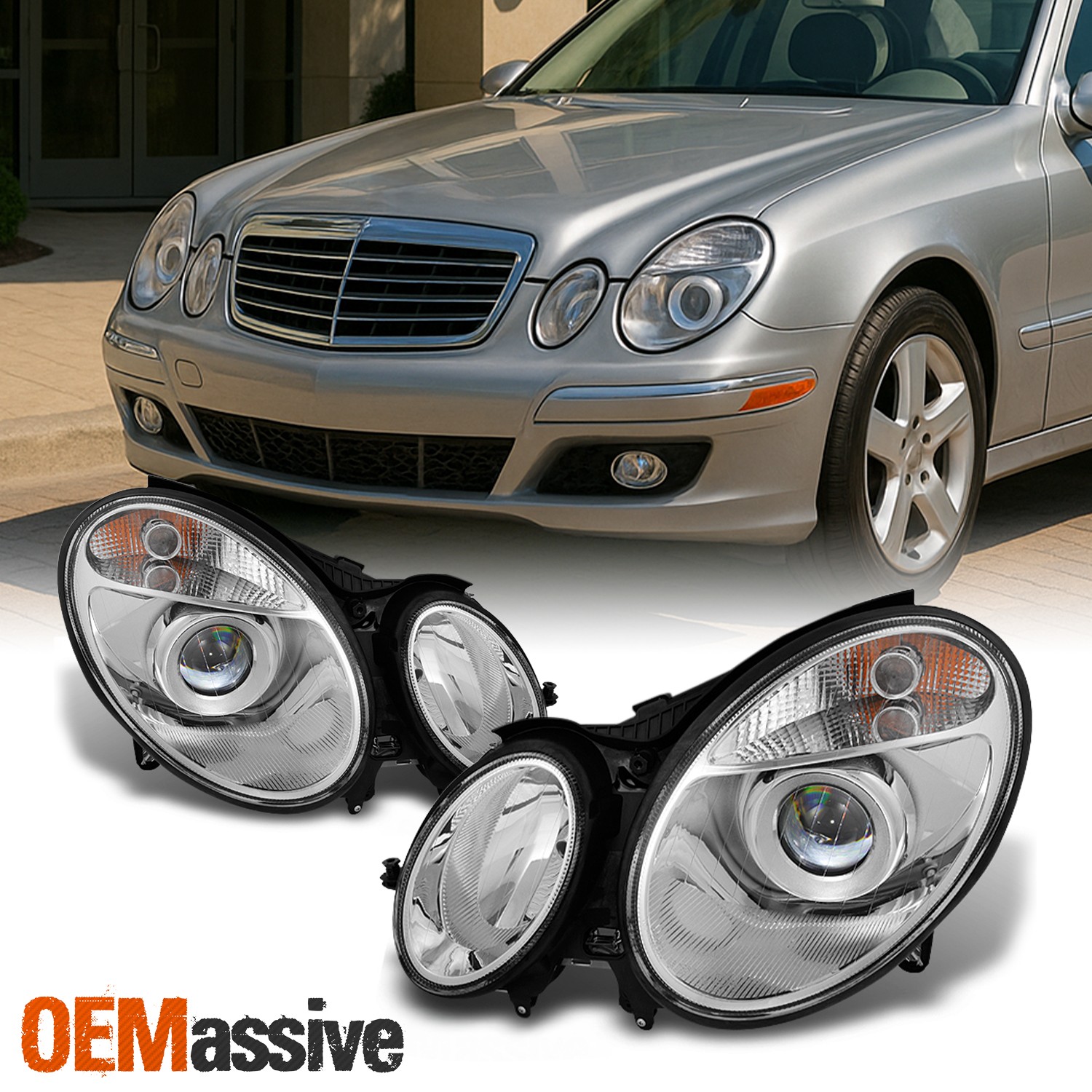 Fit 2003-2006 Mercedes Benz W211 E-Class Projector Headlights 04 05 06 Halogen