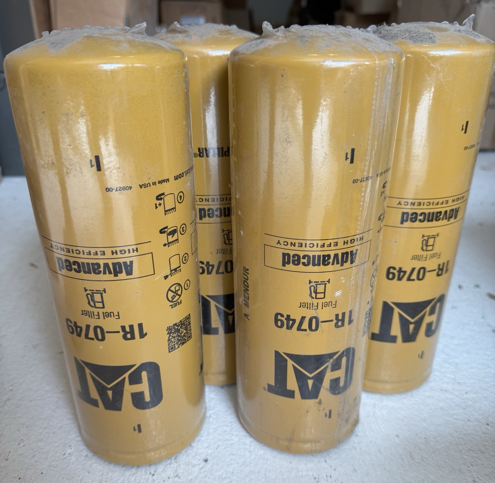 4 PACK GENUINE CAT 1R-0749 Fuel Filter Advanced Efficiency Caterpillar OEM