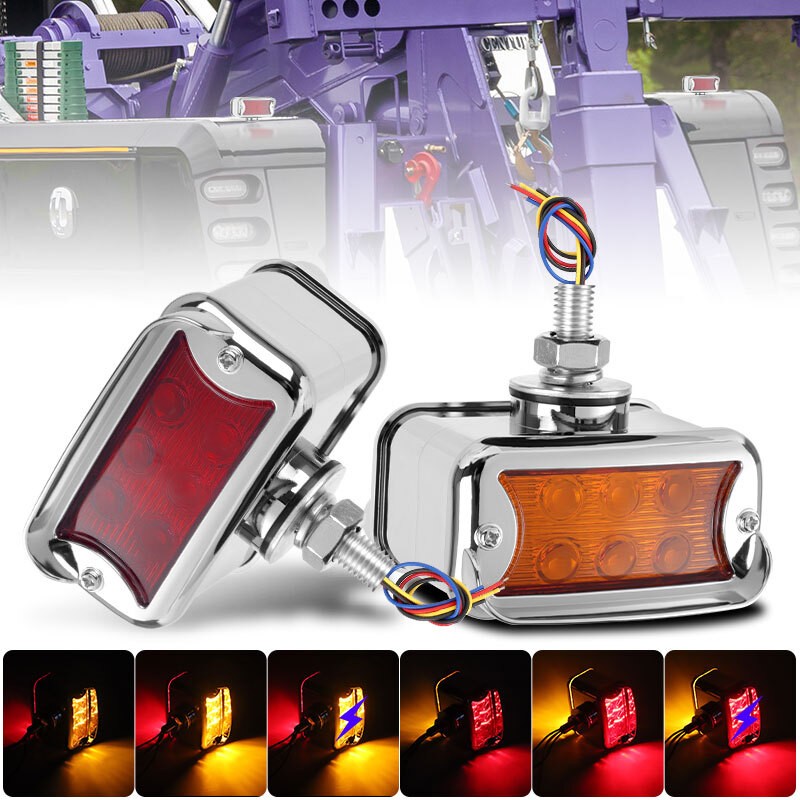 2X Amber/Red LED Dual Face Side Marker Light Signal Flash Lamp Semi Truck Fender