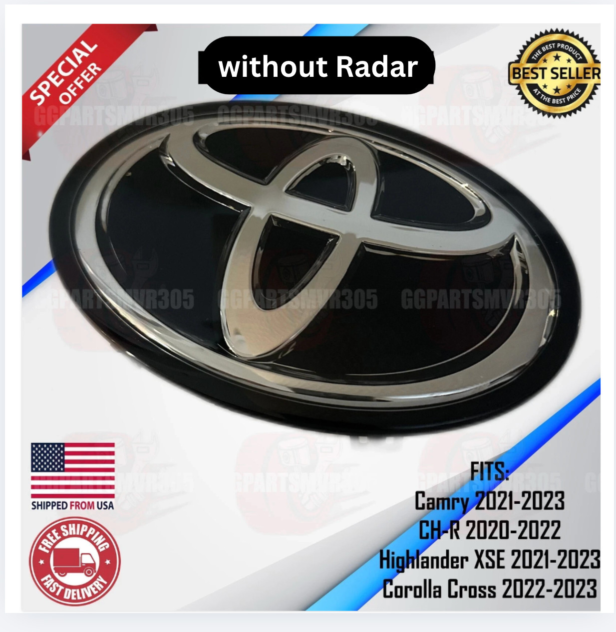 2021 2022 2023 Toyota Camry Front Grille Emblem Badge Logo 90975-A2009 NO RADAR 2021 2022 2023 Toyota Camry Front Grille Emblem Badge Logo 90975-A2009 NO RADAR